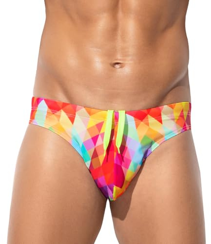 Casey Kevin Badeslip Herren Badehose Slip Kurz Schwimmhose Print Badeshorts für Herren mit Tunnelzug Strandmode Bademode Swimming Shorts Schwimmwear, XL