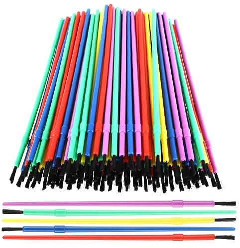 Prasacco 100 Pieces Paint Brushes Bulk, Plastic Paint Brushes for Kids Paint Brushes Oil Watercolor Brushes Colorful Detail Painting Kit for Kids Party Art Crafts School Classroom Supplies