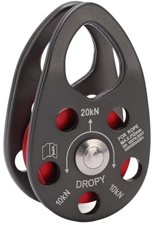 Puleggia Per Arrampicata su Roccia, 20KN Puleggia Leggera Per Arrampicata su Roccia Puleggia Singola Per Carichi Pesanti in Lega di Alluminio Puleggia Oscillante Fissa Per Il Trasporto di Sartiame