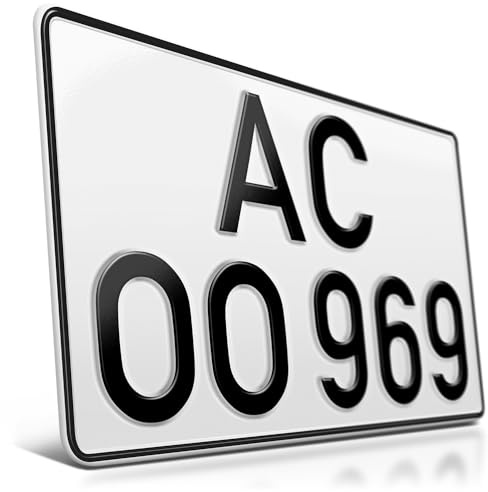 1 Kfz-Kennzeichen | Alte Schrift DIN 1451 | 340 x 130 mm | Ohne EU-Feld | Altes deutsches Nummernschild | Geprägtes Auto-Kennzeichen | Auto-Schild | Anhänger, Geländewagen, LKW | Retro