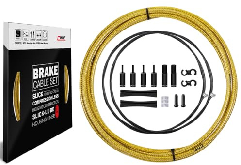 CNC Mountain Bike Brake Cable Kit,Bicycle Brake Cable Housing Coated Braided & Teflon Inner line For MTB（Black/Gold/Silver/Titanium silver）