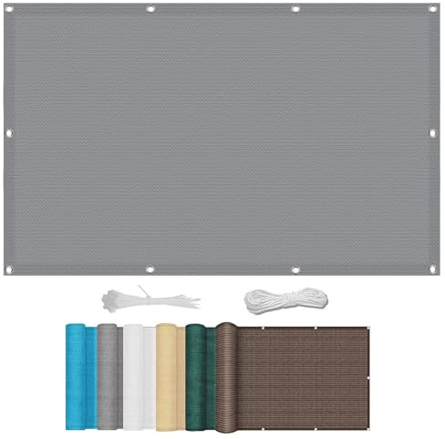 Tenda a Vela Ombreggiante 2.2 x 2.8 m Rettangolare Telo Frangivista Recinzione Giardino 98% Anti-Uv con Occhielli Fascette Antistrappo per Esterno, Serra, Balcone, Grigio Chiaro