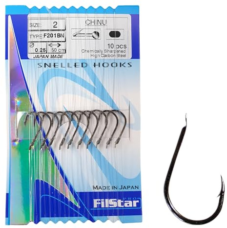 PRO FILSTAR 10 Anzuelos de Pesca CHINU Tamaño 2 - Hilo da Pesca Monofilo Dia 0,25mm - Línea Mono de 50cm - Pesca Carpa - Carpfishing - Aparejos de Pesca - Method Feeder - Pesca Accesorios - Fishing