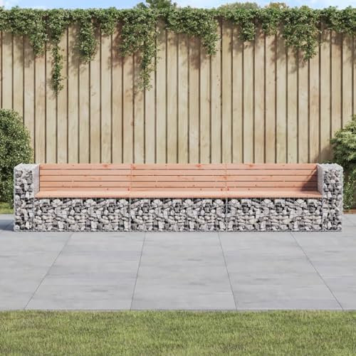 Rantry Banc de jardin design gabion 347 x 71 x 65,5 cm en bois massif Douglas, banc de jardin, siège de salon