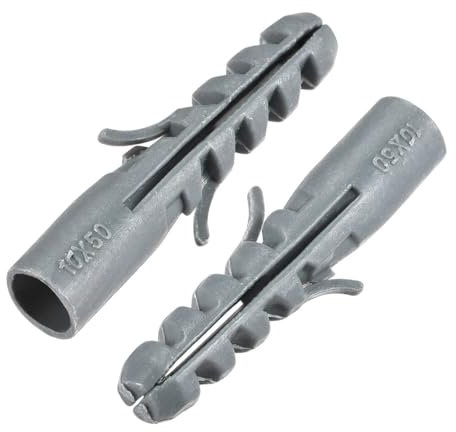 tubo di espansione a vite, 20 pz 10mm x 48mm Bulloni di Ancoraggio in Plastica Tubo di Espansione Colonna Tassello da Muro in Cemento Telaio Fissaggi Tubo Grigio