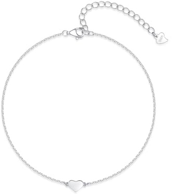 Deyanse fotkedjor för kvinnor illber, Infinity hjärta/hjärta fotkedja, 925 sterlingsilver fotlänk för kvinnor, sommar strand fotled armband fotspänne, vattentät fotsmycke justerbar – 22 5 cm, 22 cm +