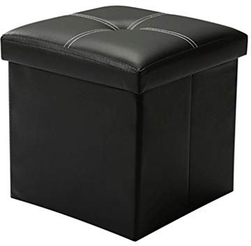 Ottoman Stuhl Hocker Lagerung Ottoman Hocker, Faltbare Fußhocker Boxen, Dvd Lagerung, Schuhe Truhen Falten Faux Leder Sitz/Schwarz/30 * 30 * 30Cm