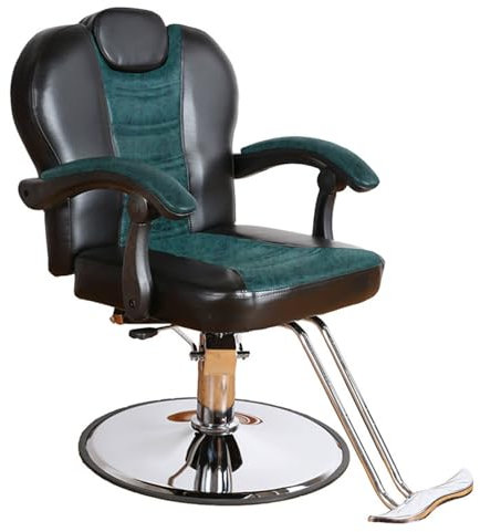 BJSHAOHUA Liegestuhl für Friseur, Friseurstühle für Friseursalons, Hochleistungs-Haarstuhl mit hydraulischer Pumpe Drehstühle für Friseure,Grün