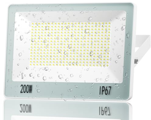 ANNIFUNLY Foco LED Exterior 200W 20000LM Proyector Brillante Con Driver 6500K Luz Frío, IP67 Impermeable Iluminación de Seguridad para Casa, Garaje, Patio, Terraza