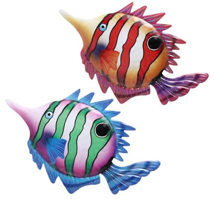 MUSISALY 2 Stück Metall Fisch Wanddekor Eisen Handwerksornament Gartenhaus Deko Hängefigur Außenbereich
