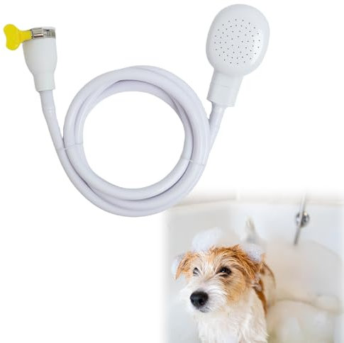 Pommeau de douche simple à presser - Tuyau en caoutchouc de 2 m pour robinets - Portable - Accessoire de douche pour chien - Pour salle de bain, commode, évier de cuisine