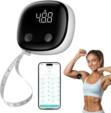 Mucek Smart Body-Maßband, Bluetooth-Maßband, Fitdays-App-Überwachung, Körpermaßband LED HD Vollbild für Fitness, Formgebung, Gewichtsabnahme und Aufzeichnung des Körperumfangs in cm oder zoll