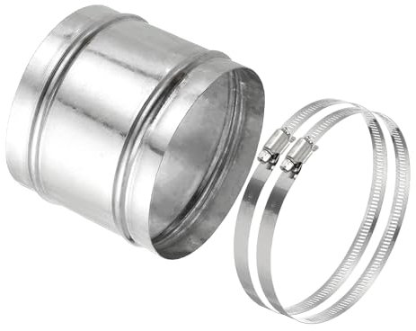 PATIKIL 4.7 Duct Connector, 1 Set Galvanized Iron Duct Coupling Vent Coupler Dryer Pipe Coupling Hose Extension Connector with Duct Clamps for HVAC Exhaust Fan Vent Systems, 4 Long