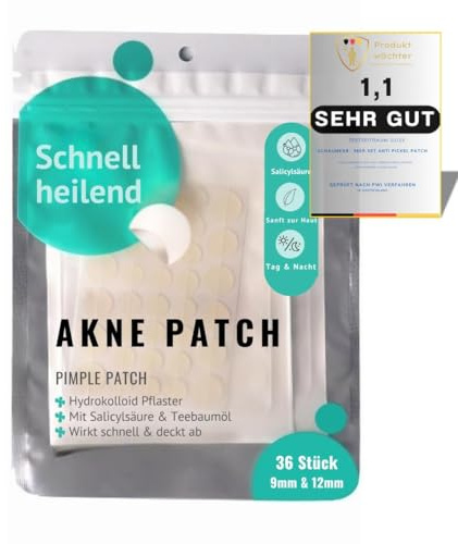 36 Stück Anti-Pickel Patches Akne entfernen Hydrokolloid Pflaster Salicylsäure mit natürlichen Inhaltstoffen Pickel ausdrücken ohne Werkzeug Mitesser entfernen Eiterabsorption Durchsichtig