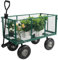 REDCAMP Oversized Garden Trolley on Wheels, Heavy Duty Metal Garden Carts Wagons with Wheels and Removable Sides with Cart Liner, Multi-purpose 650 Lbs Capacity, Green