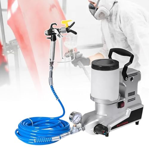 Pulverizador de pintura sin aire comercial, pulverizador de pintura de pared sin aire, pulverizador de pintura de 3 velocidades ajustables, capacidad de 2 l, manguera de 5 m, para bricolaje en cober