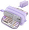 Astuccio di Grande Capacità, Astuccio 3 Scomparti, Astuccio Portamatite, Astuccio Scuola, Cose per la Scuola, per le Scuole Elementari e Medie - Viola