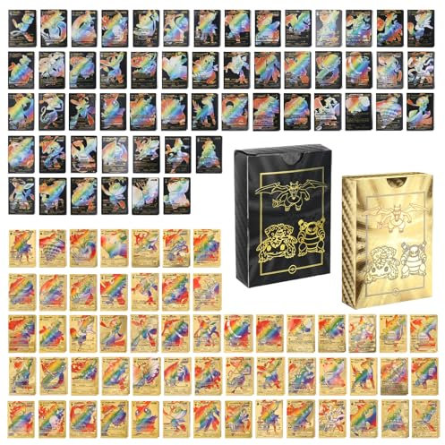 Packung Mit 110 Pcs Cartoon Karten Schwarz Silber Gold Seltene Karten Set,Sammelkartenspiel Keine Duplikate Karikaturen Comics Sammelkarten Einschließlich Verschiedener Seltener Folienkarten