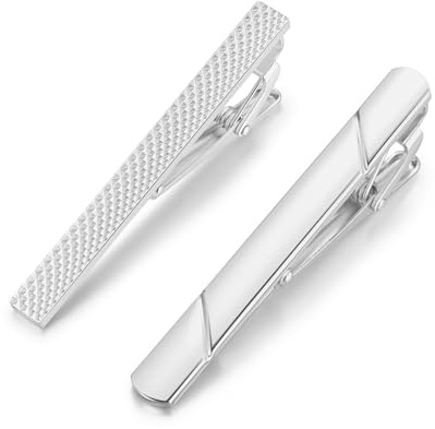 FveVqe Elegant Silver Stainless Steel Tie Clip, Minimalist Tie Pin for Men, Business Wedding Father's Day Graduation, 1.96 (Silver, One Size)