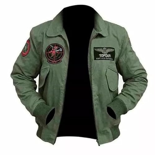 Leather Verse USAAF Fliegerjacke für Herren, Fliegerjacke, Fliegerjacke, leicht, Feldstil, Air Force-Jacken, Größe 2XS-3XL, Grün - Baumwolle, 4XL