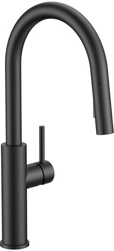 FORIOUS Kitchen Faucet with Pull Down Sprayer, Classic Matte Black, Single Handle High Arc Stainless Steel Kitchen Sink Faucet, 1 or 3 Hole Deck Mount for RV, Bar, Farmhouse, Laundry, Outdoor