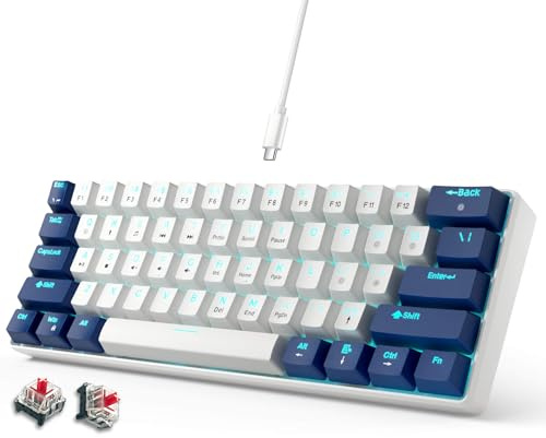 abucow 60% Mechanical Gaming Keyboard Red Switch Wired Compact Keyboard Anti-Ghosting No-Conflict 61 Swappable keycaps Ergonomic Design for Windows/Mac