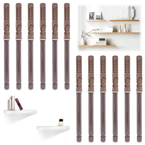 12 Pièces Fixation Etagere Invisible, 170mm Support Fixation Etagere Placard Murale Invisible, Support Etagere Invisible en Acier, Avec Rondelles et Chevilles, pour Bibliothèques et Étagères Murales