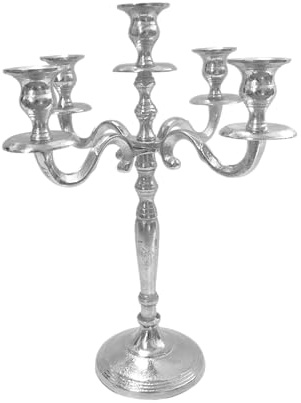 Kerzenständer Kerzenhalter 5-Armig Aluminium Aluminiumguss Silber Raw - Kerzenleuchter Groß - Deko Dekoration Modern Wohnzimmer - Höhe: 40, 60, 80 oder 140 cm (40x34 cm)