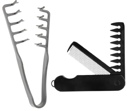 Pettine Pieghevole 2 in 1 e Pettine alla Coreana per Volume, Set Styling Capelli e Barba, Portatile per Uomo e Donna
