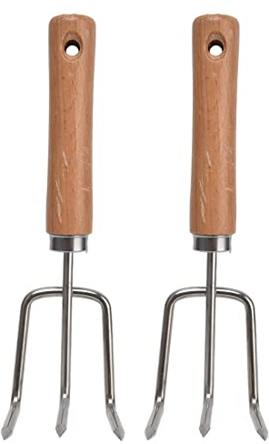 Acouto 2PCS Garden Claw Rake with Wooden Handle Stainless Steel Rake Handheld Cultivator Tool for . the Good a Hole There Which Is Simple It a Helper Gardening Choice Bonsai Claw