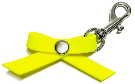 Yellow Dog Sicherheits-Schleife für Hunde, Neon-Gelb, 1cm Gurtband, Abstand Halten Signal, mit Karabiner, Wetterfest, Handgefertigt