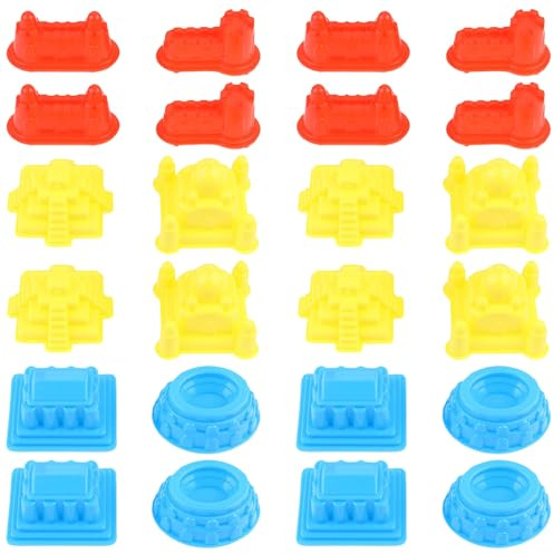 HONITANO Set da Gioco Sabbia per 30 Pezzi, Stampi per Castello di Sabbia in Plastica Spessa, Giocattoli da Spiaggia Sicuri e Portatili per Attività All’aperto e Indoor Colore Casuale