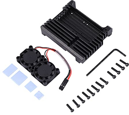 HuddleGlow para 4 Carcasa de Aluminio con Doble Ventilador Ventilador Carcasa MetáLica Caja Negra para 4 Modelo B