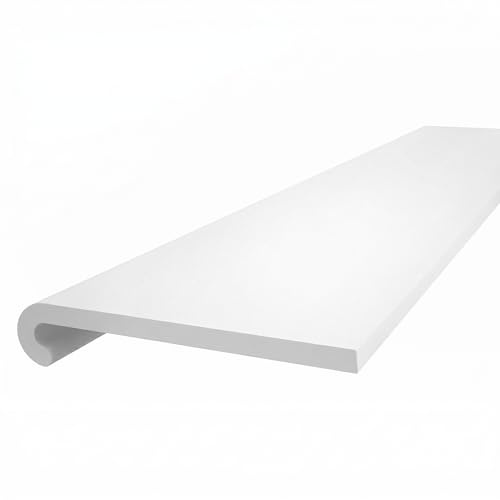 180mm x 2m White uPVC Bullnose Window Sill Cover + End Caps – 1 Pack