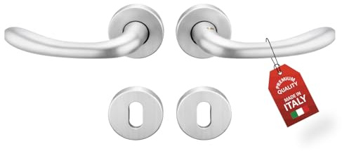 MOHOME Maniglie Porte Interne Made In Italy Premium Quality 135 mm Maniglia Coppia Di Maglie Maniglia Tonda Cromo Satinato Alta Qualità Alluminio Universale Casa Ufficio Stanza Design Resistente