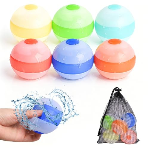 6 palloncini riutilizzabili, a chiusura automatica, per bambini, adulti, palloncini ad acqua, per attività all'aperto, per piscina, feste estive, spiaggia
