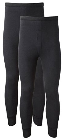 Heatwave® Pack of 2 Men's Thermal Trousers Long Johns Warm Underwear Baselayer Thermals, Small Black