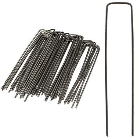 500er Set Bodenanker, Angeschrägte Enden, Zum Einschlagen, Unkrautvlies, 15 cm lang, 2 mm Ø, Stahl, Silber