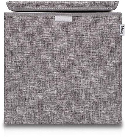 Lifeney Scatola portaoggetti con coperchio, colore grigio, scatola giocattolo pieghevole adatta per scaffali cubi, scatola per la cameretta dei bambini, cestino portaoggetti per bambini