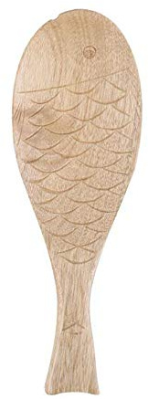 VOANZO 2PCS Fish-shaped Wooden Rice Spoon Fish Shaped Wooden Rice Spoon Dessert Spoons Durable and Useful (Khaki)