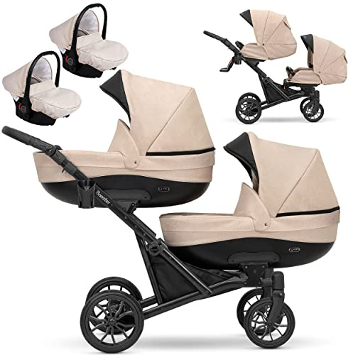 Un passeggino gemellare 3 in 1 et 2 in 1 navicella carrozzina seggiolino auto KUNERT Booster 3in1 et 2in1 passeggini (crem, 3in1)