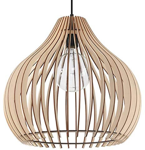 SOLLUX Lampe en Bois Ajouré Spot Suspendu Éclairage Plafonnier Bois Ampoule LED Design Géométrique Installation Facile APRILLA 40x40x100 cm