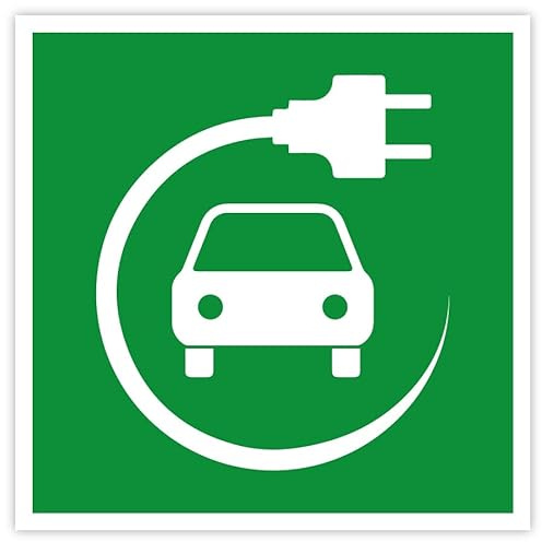 Aufkleber Hinweis „Elektroauto Ladestation“ KfZ E-Auto Tankstelle Folie selbstklebend | 5-40cm Made in Germany, Größen Name: 30x30cm
