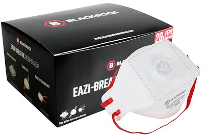 FFP3 Face Mask Pk 20 - Disposable Fold Flat Respirator EN149 CE Certified | Advanced 3 Layer Filtering of Particles, Vapours and Fumes - Exhalation Valve, Elasticated Ear Loops and Pliable Nose Bridge