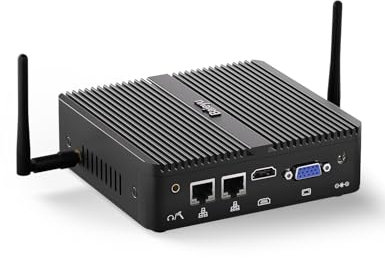 Baieyu Mini PC sin Ventilador Celeron J4125 Computadora, 8GB DDR4 RAM, 128GB SSD, Pequeña de Cuatro Núcleos con Windows, Linux Salida HDMI/VGA, Doble Banda WiFi, BT 4.0, Dual LAN Mini PC