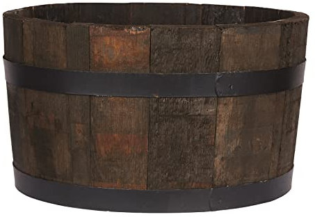 Hortico Wooden Planters for Garden Half Barrel Style Plant Pots Outdoor D50 H30 cm, 58.9L, Made in the UK
