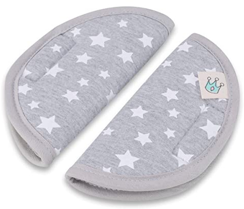 JYOKO KIDS Gurtpolster Universal für Babyschale Größe 0, Buggy, Autositz (Größe 0, White Star)
