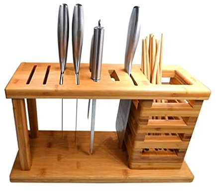 ZAEGO Blocco portacoltelli da Cucina Portacoltelli Scaffalatura Piatto Bacchette Portaposate Scarico Portacoltelli da Cucina Portablocco Portautensili Ceppo coltelli Vuoto