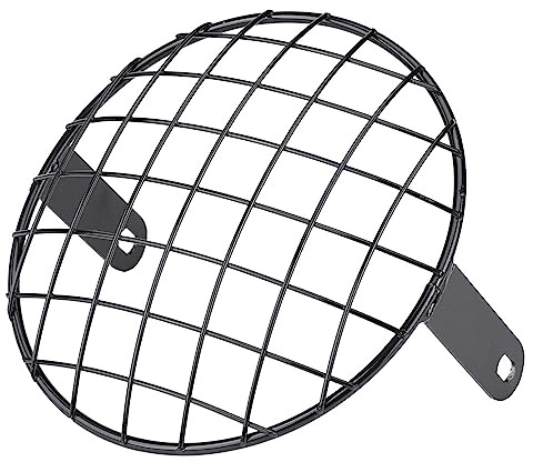 Asixxsix Rejilla de Faro de 8 Pulgadas, Cubierta de Rejilla de Malla para Faro de Motocicleta, Protector de máscara de lámpara Universal de Montaje Lateral para Cafe Racer de 7pulgadas Faro (Negro)