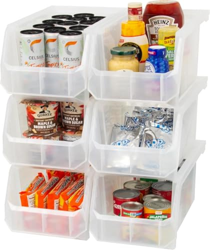 ReadySpace Plastic Containers for Organizing and Storage Bins for Closet, Kitchen, Office, Toys, or Pantry Organization, Large, 6-Pack, Clear